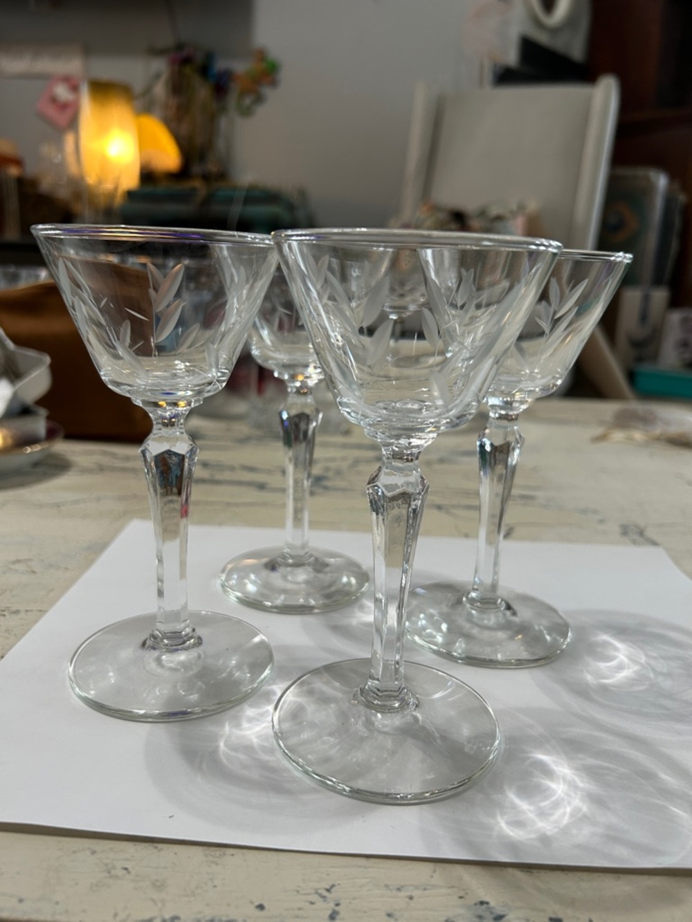 Cut Crystal Etched Glasses - Clear (Set of 4)